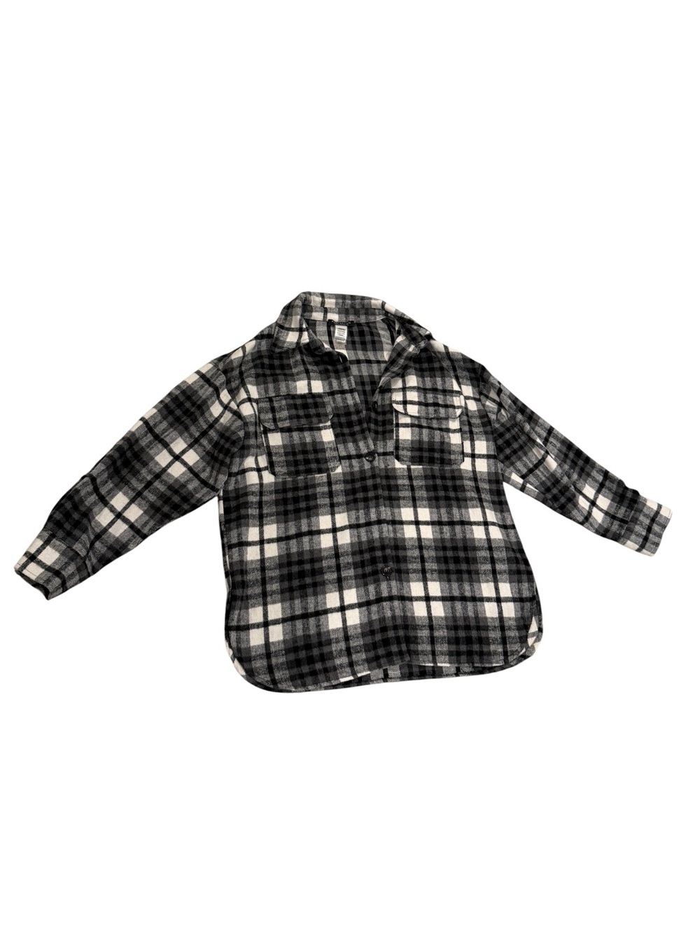 Women’s Black & White Plaid Button-Down Shacket